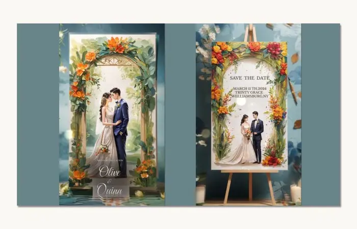 Vibrant Floral 3D Wedding Invitation Design Instagram Story